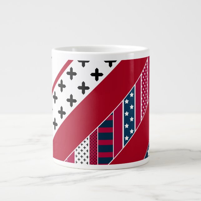 Patriotic, patchwork large coffee mug (Front)