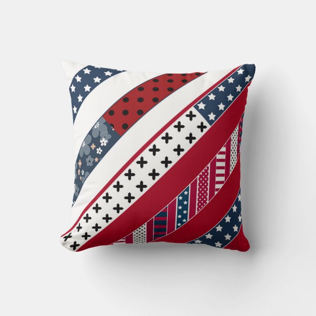 Patriotic , patchwork, throw pillow (Front)