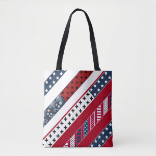 Patriotic, patchwork tote bag