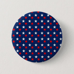 Patriotic Pattern Stars on Blue 2 Inch Round Button