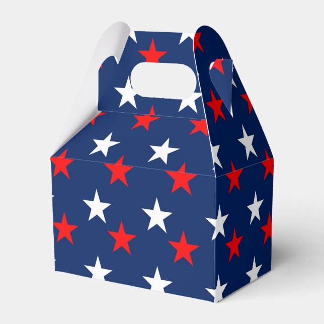 Patriotic Pattern Stars on Blue Favor Box (Front Side)