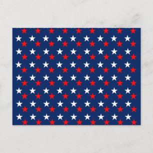 Patriotic Pattern Stars on Blue Postcard