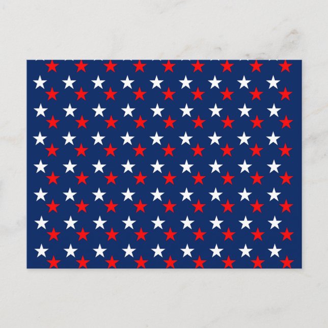Patriotic Pattern Stars on Blue Postcard (Front)