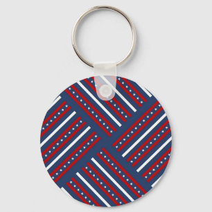 Patriotic Pattern Stripes Keychain