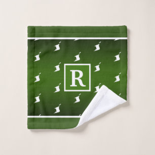 Patriotic Pattern with Monogram on Green Gradient  Bath Towel Set