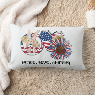 Patriotic Peace Love America Throw Pillow