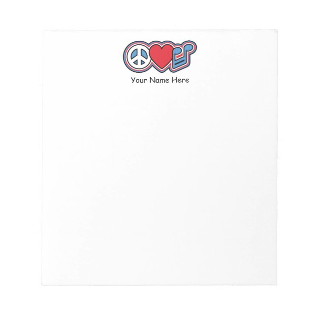 Patriotic Peace Love Music Notepad (Front)