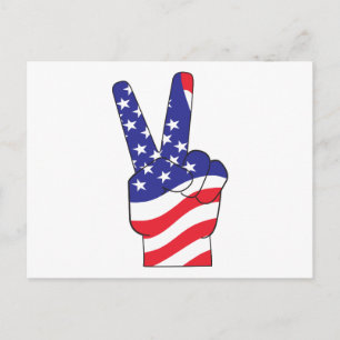 Patriotic Peace Sign USA Postcard