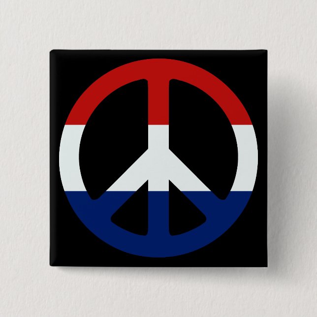 Patriotic Peace Symbol 2 Inch Square Button (Front)