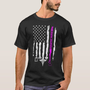 Patriotic Pediatric Nurse USA Flag Nurses Week T-Shirt