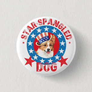 Patriotic Pembroke Welsh Corgi 1 Inch Round Button