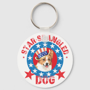 Patriotic Pembroke Welsh Corgi Keychain