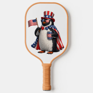 Patriotic Penguin American Flag Outfit 4th of July Pickleball Paddle