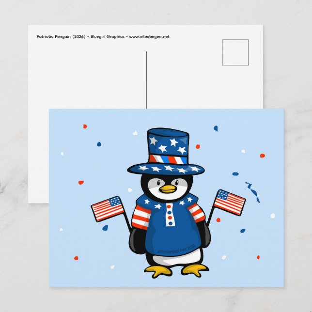 Patriotic Penguin Postcard (Front/Back)