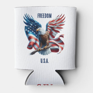 Patriotic Personalized U.S.A. Freedom with Eagle Can Cooler