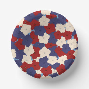 Patriotic Petunias Paper Bowls Plate