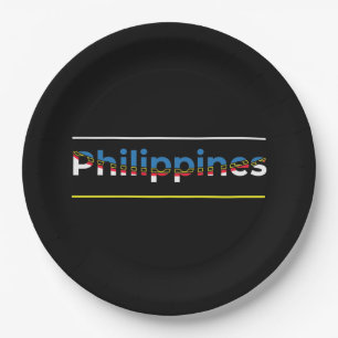 Patriotic Philippines Flag - Word Art Lettering Paper Plate