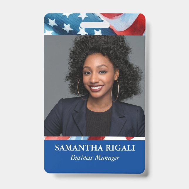 Patriotic Photo Customizable Badge (Front)