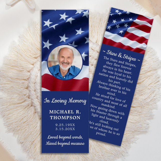 Patriotic Photo USA Flag Funeral Prayer Bookmark (Creator Uploaded)