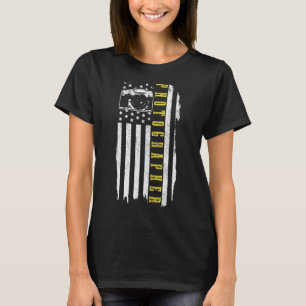 Patriotic Photographer US Flag Vintage Camera Phot T-Shirt