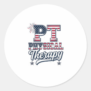 Patriotic Physical Therapy Vintage PT Shirt Design Classic Round Sticker