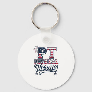 Patriotic Physical Therapy Vintage PT Shirt Design Keychain