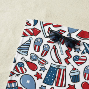 Patriotic picnic pattern beach towel