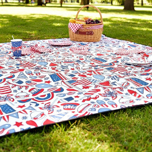 Patriotic picnic pattern  fleece blanket