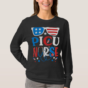Patriotic Picu Nurse 4th Of July American Sunglass T-Shirt
