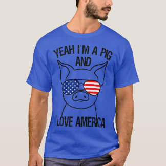 Patriotic Pig American Sunglasses Usa Funny 4th Of T-Shirt
