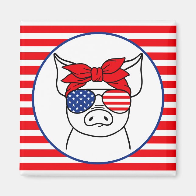 Patriotic Pig Magnet (Front)