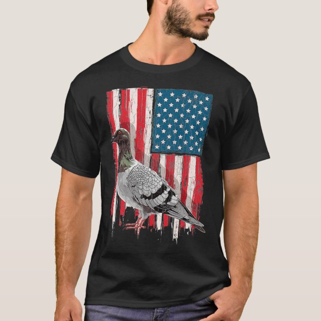 Patriotic Pigeon Lover Present Pigeon Owner Gift T-Shirt (Front)
