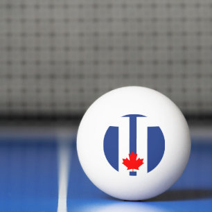 Patriotic ping pong ball with Flag of Toronto