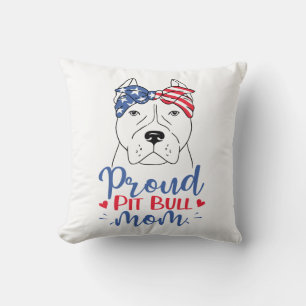 Patriotic Pit Bull American Flag July 4th Pit Bull Throw Pillow