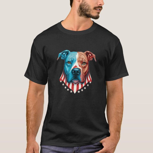 Patriotic Pit Bull  Pit Bull Mom or Pit Bull Dad T-Shirt (Front)