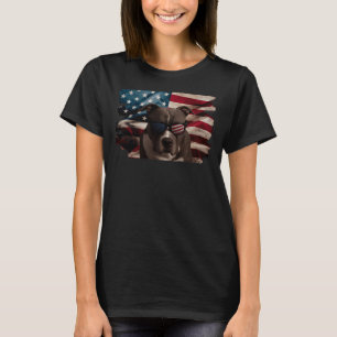 Patriotic Pit Bull Terrier American Flag 4th Of Ju T-Shirt