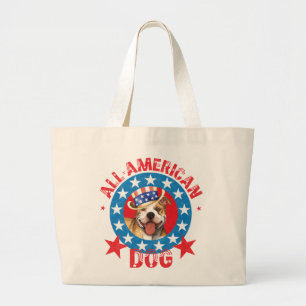 Patriotic Pit Bull Terrier Large Tote Bag