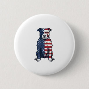Patriotic Pit Bull Vintage Engraving Vector Design 2 Inch Round Button