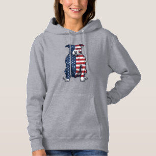 Patriotic Pit Bull Vintage Engraving Vector Design Hoodie