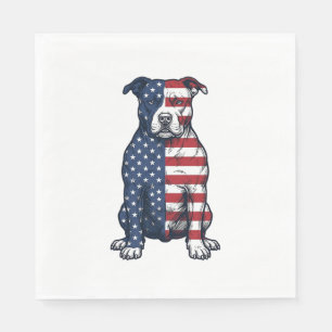 Patriotic Pit Bull Vintage Engraving Vector Design Napkin
