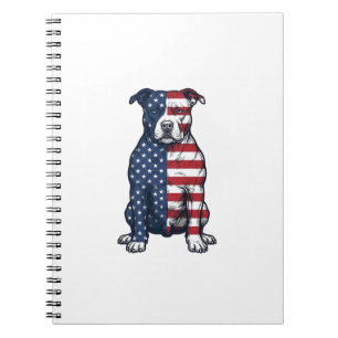 Patriotic Pit Bull Vintage Engraving Vector Design Notebook