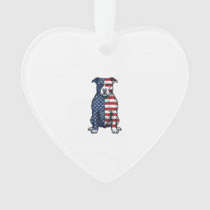 Patriotic Pit Bull Vintage Engraving Vector Design Ornament