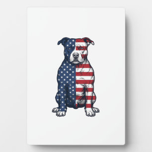 Patriotic Pit Bull Vintage Engraving Vector Design Plaque