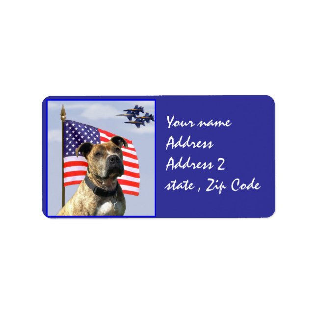 Patriotic pitbull dog label (Front)