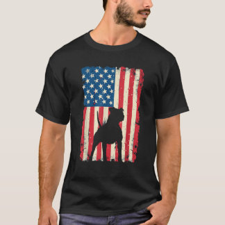 Patriotic Pitbull Dog Lover 4th of July USA Americ T-Shirt