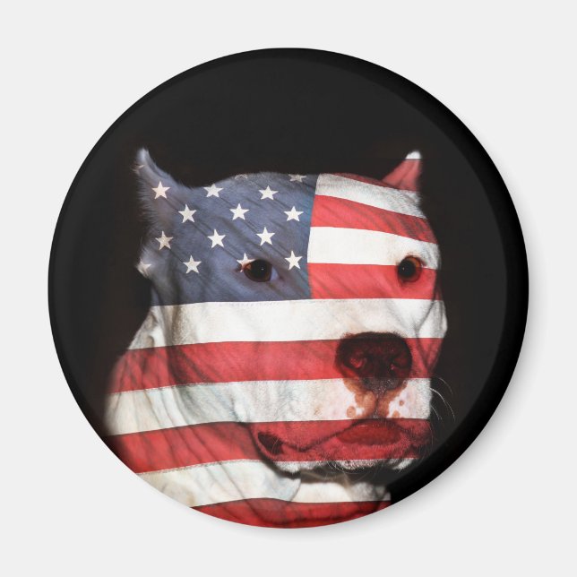 Patriotic pitbull face magnet (Front)