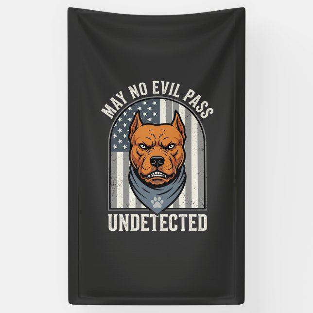 Patriotic Pitbull Guard Dog Banner (Vertical)