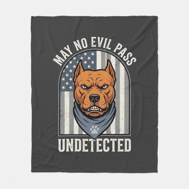 Patriotic Pitbull Guard Dog Fleece Blanket (Front)