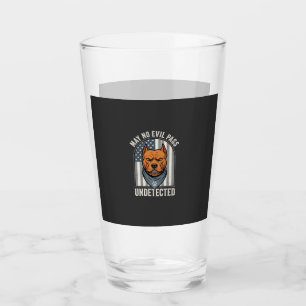 Patriotic Pitbull Guard Dog Glass