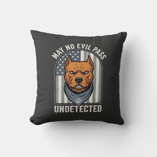 Patriotic Pitbull Guard Dog Throw Pillow (Front)
